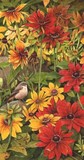 redstart and rudbeckia miniature painting